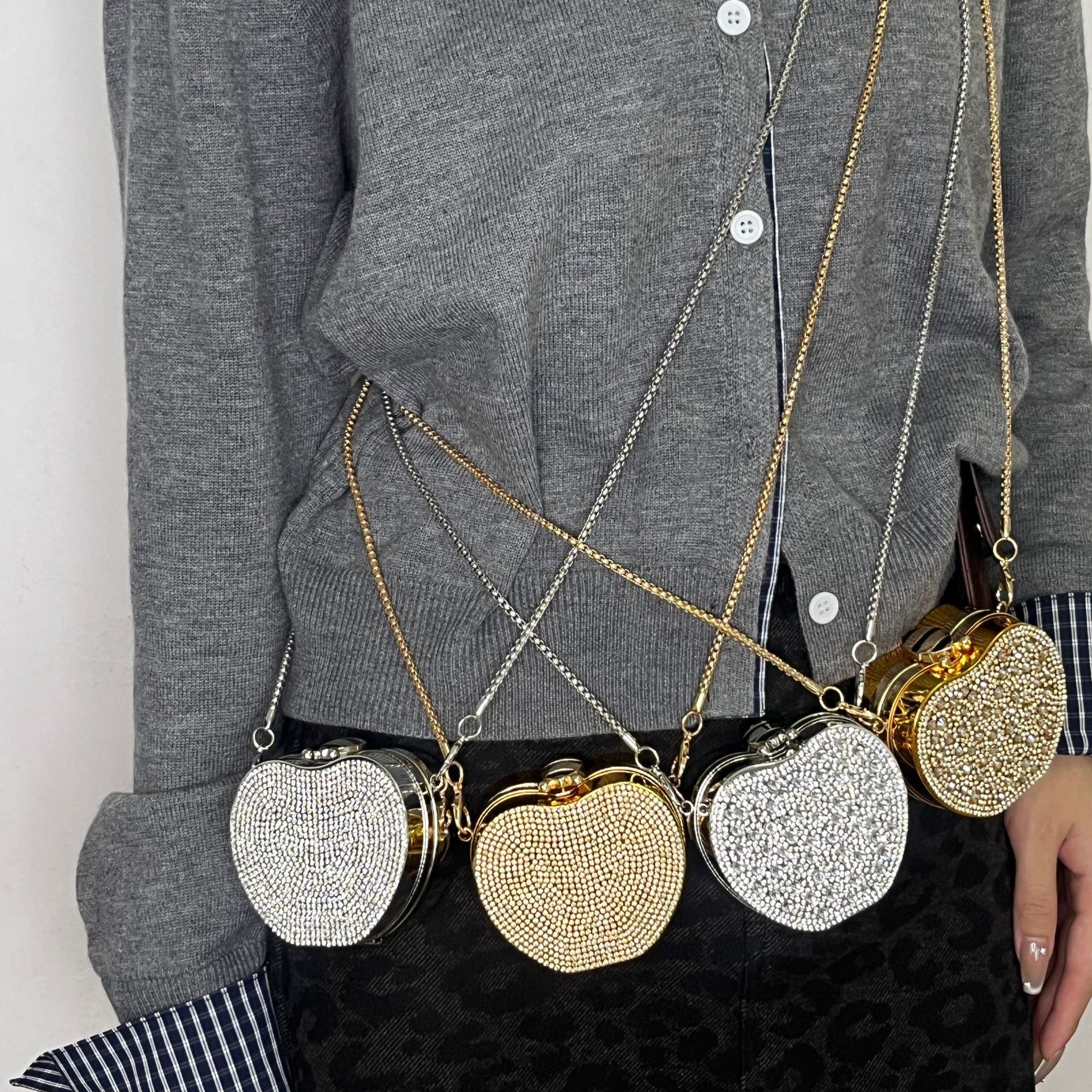 Glitter Rhinestone Acrylic Mini Apple Crossbody Bag 6W10BBG1736
