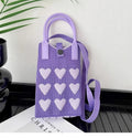 Cute Heart Print Knit Crossbody - DippedShop Wholesale - #9635