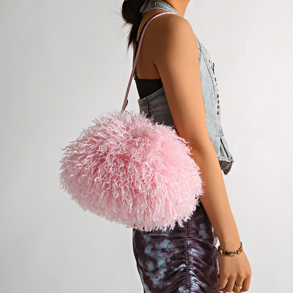 Fluffy Faux Fur Large Capacity Cloud Underarm Bag 6W10BBG2396