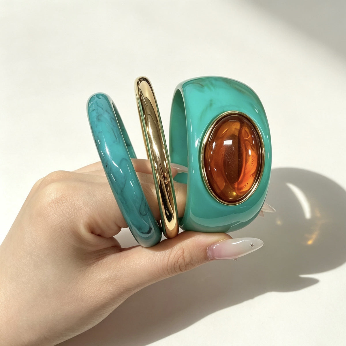3-Piece Vintage Irregular Resin Bracelet Set 6W6JBR576
