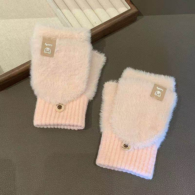 Faux Fur Convertible Fingerless Gloves - DippedShop Wholesale - #5875