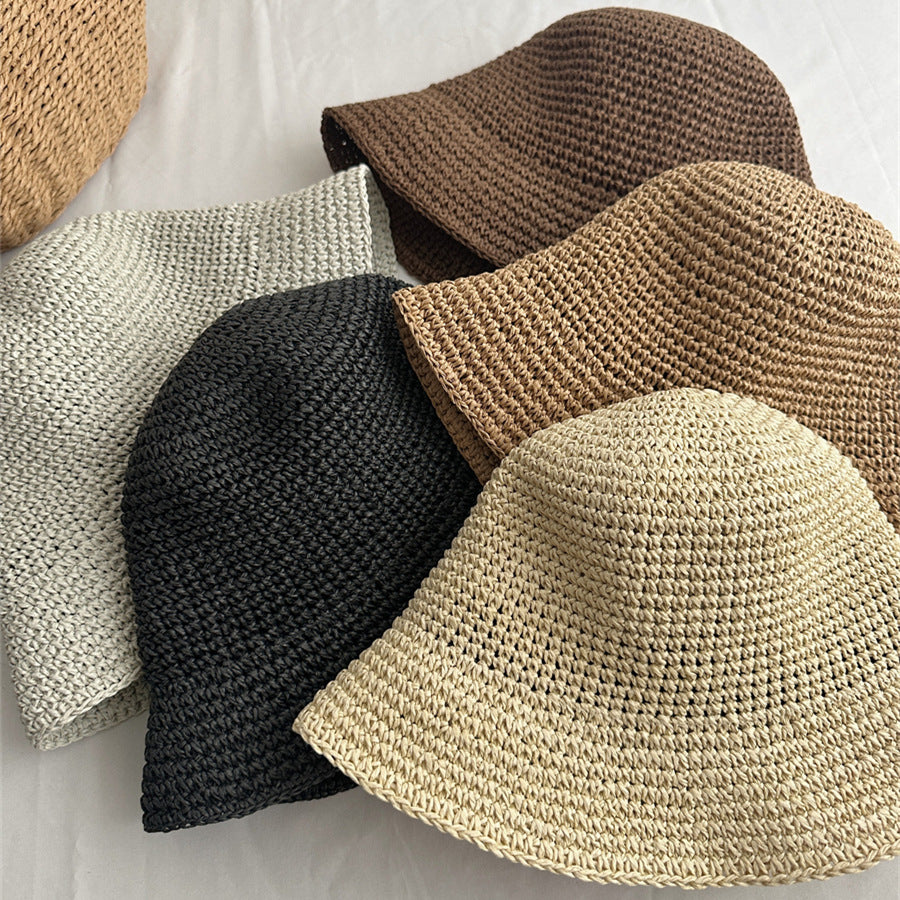 Minimalist Foldable Raffia Hat - DippedShop Wholesale - #6035