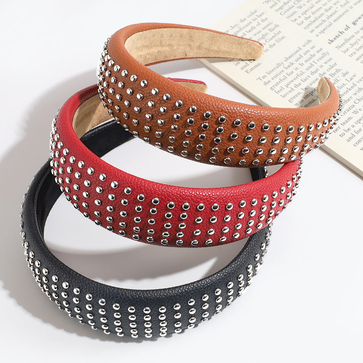 Minimalist Solid Color Rivet PU Leather Headband MK2PIM6W6HBD76