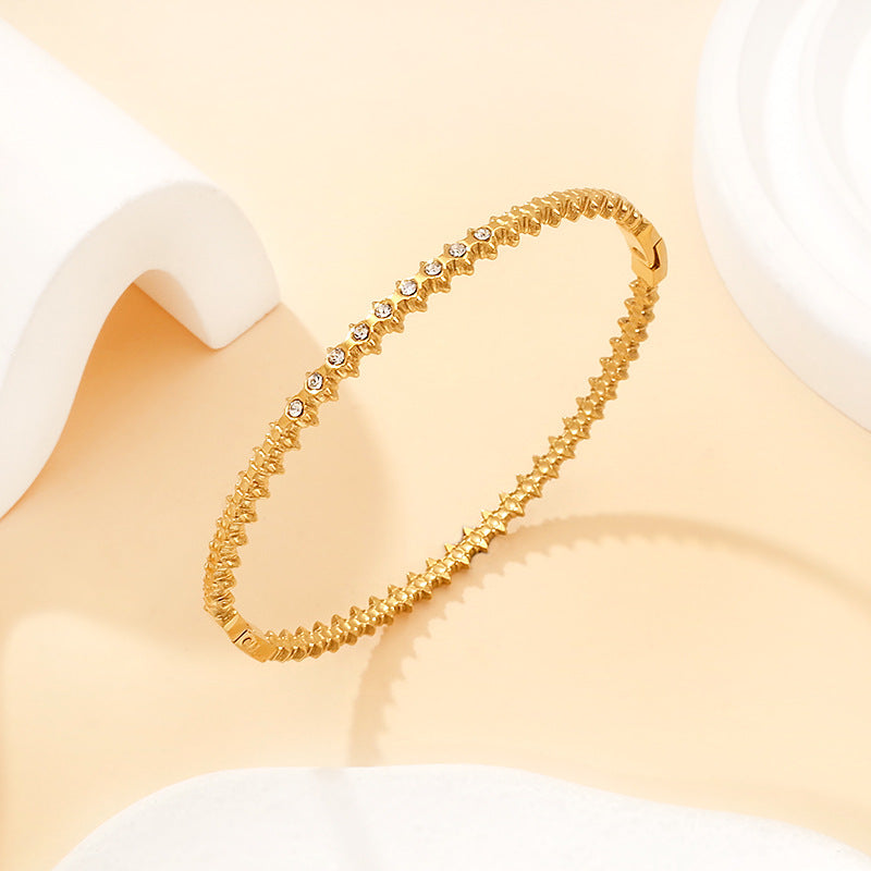 Elegant Gold Plated Spikelet Rhinestones Bracelets 6W6JBR486