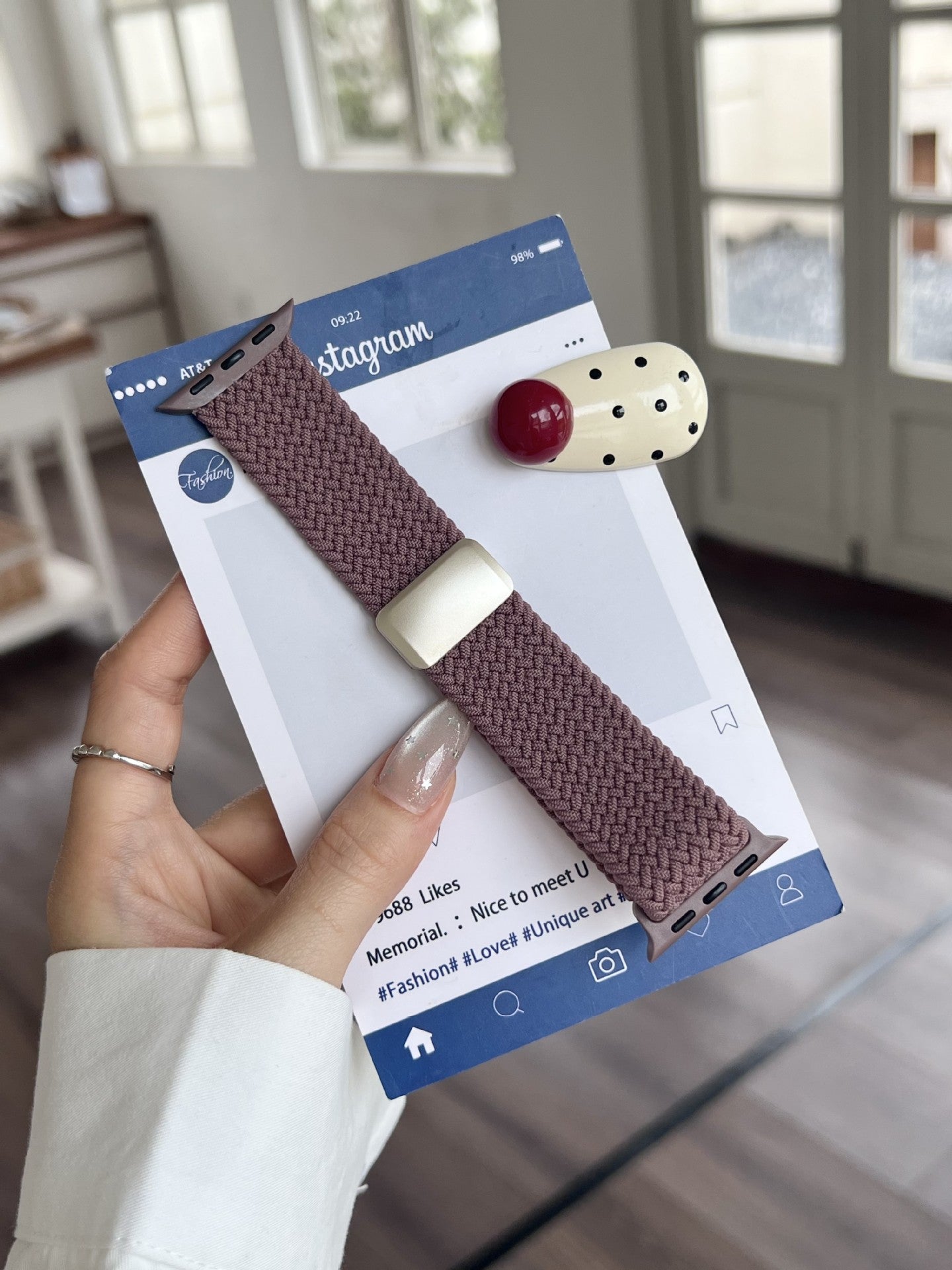 Solid Color Nylon Weave Magnetic Watch Band 6W6JWA138