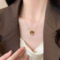 Vintage Irregular Tiger Eyes Stones Necklace 6W6JNC909