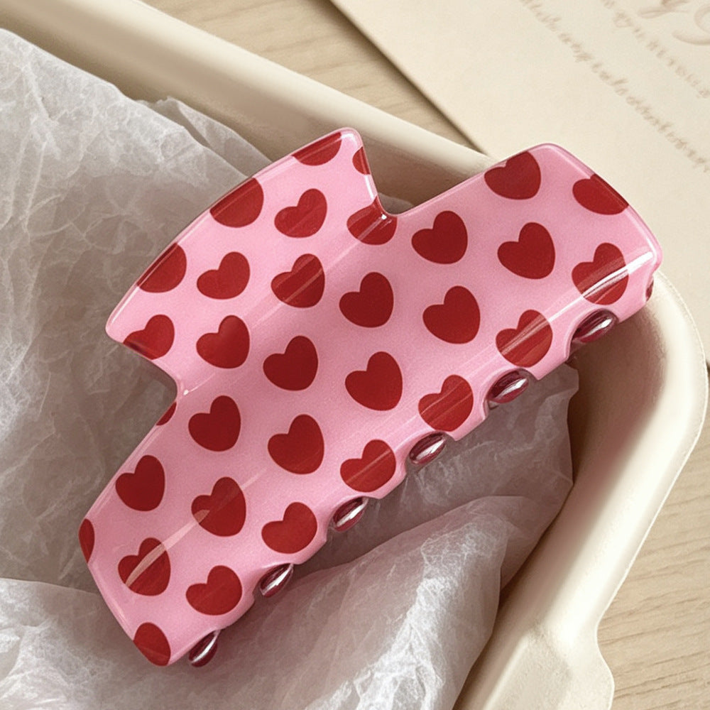 Heart Print Hair Claw - DippedShop Wholesale - #6419