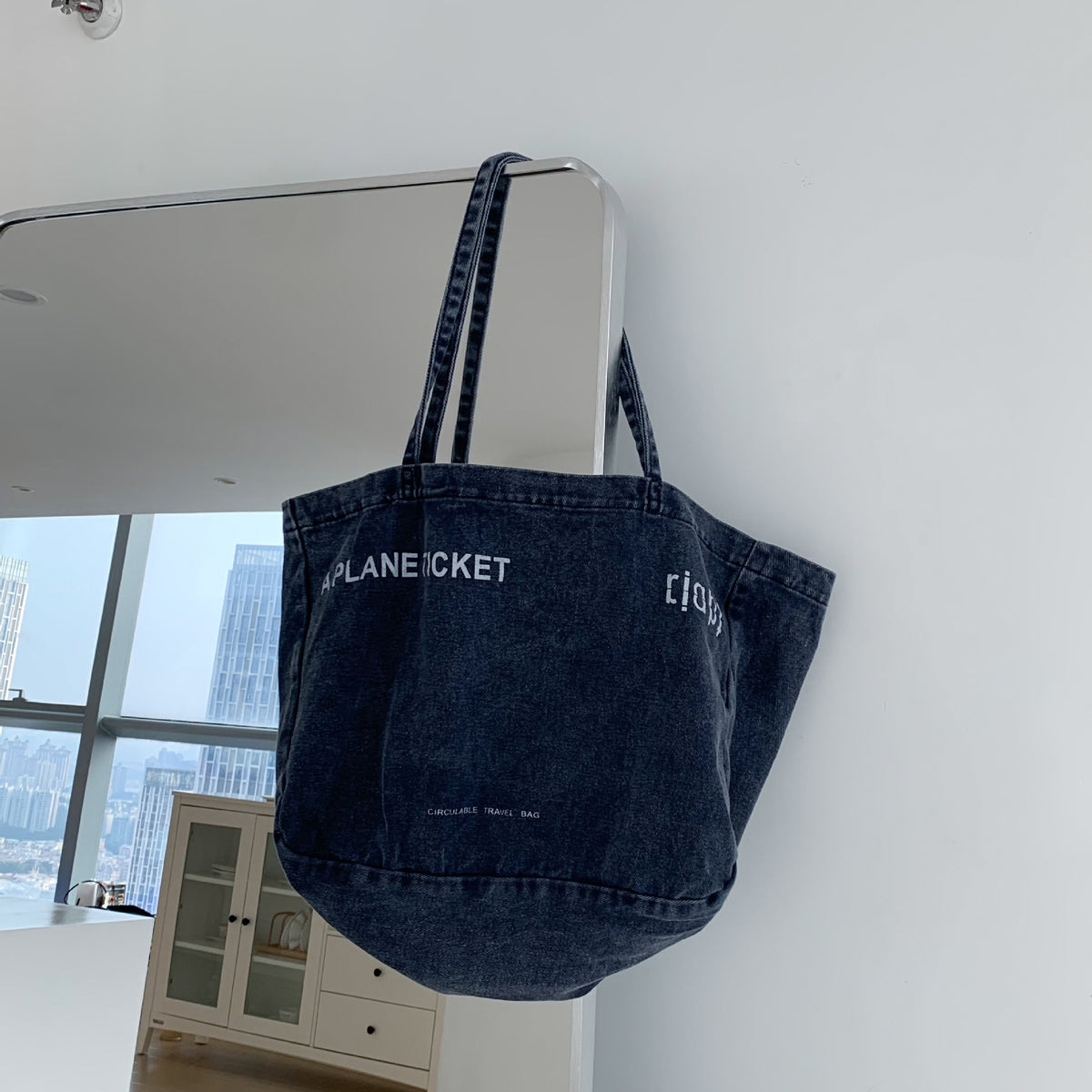 Simple Large Capacity Letter Print Canvas Tote Bag 6W10BBG2496