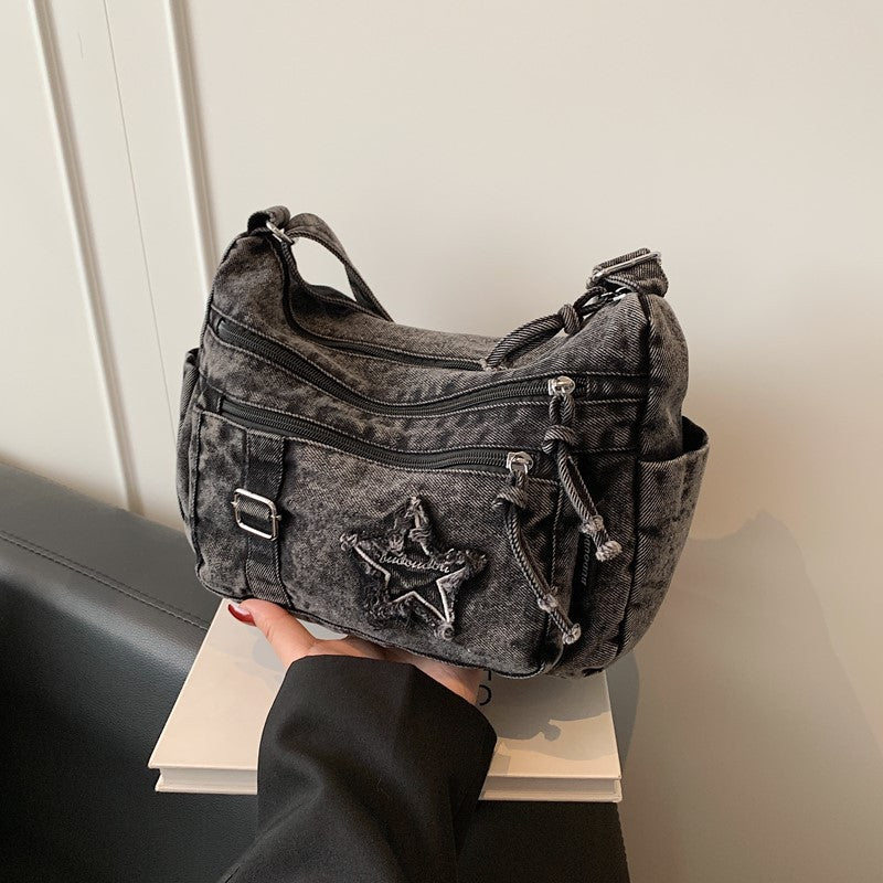 Casual Star Pattern Denim Versatile Shoulder Bag 6W10BBG1401