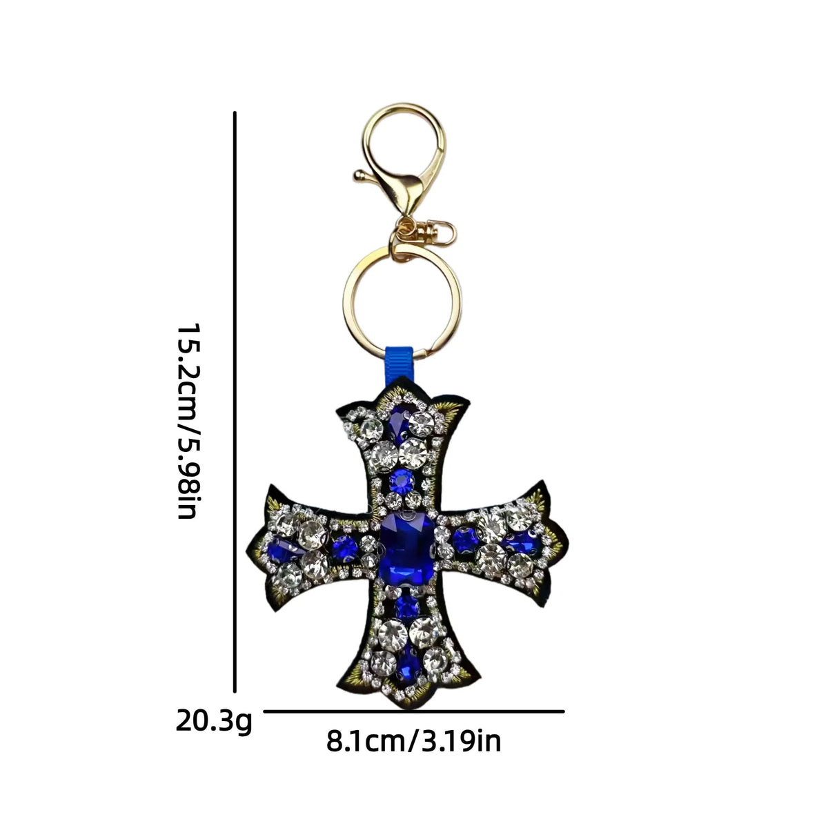 Vintage Rhinestones Cross Pendant Keychain Bag Charm 6W10BBC820