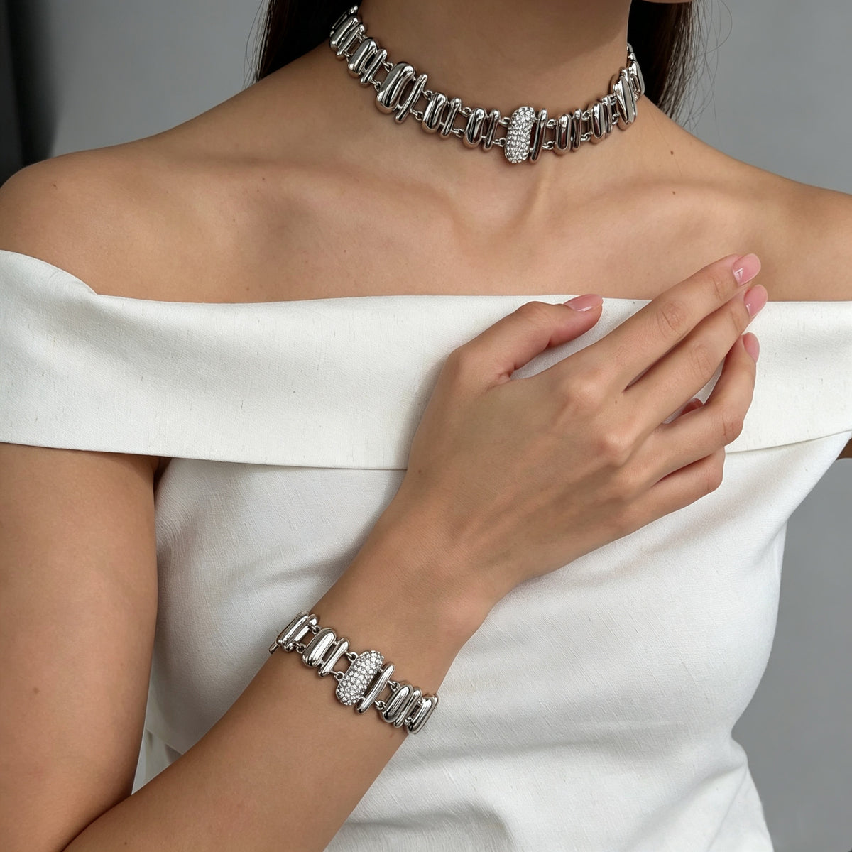 Geometric Choker Necklace - DippedShop Wholesale - #7475