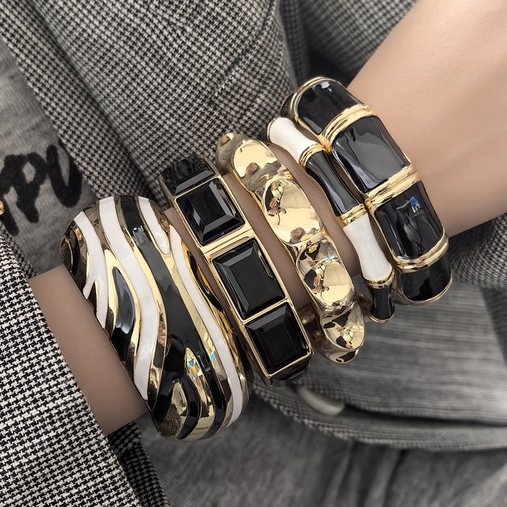 Trendy Wide Enamel Bangle - DippedShop Wholesale - #5699