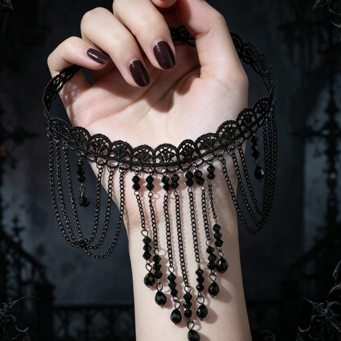 Halloween Lace Hollow Out Tassel Choker Necklace 6W6JNC610