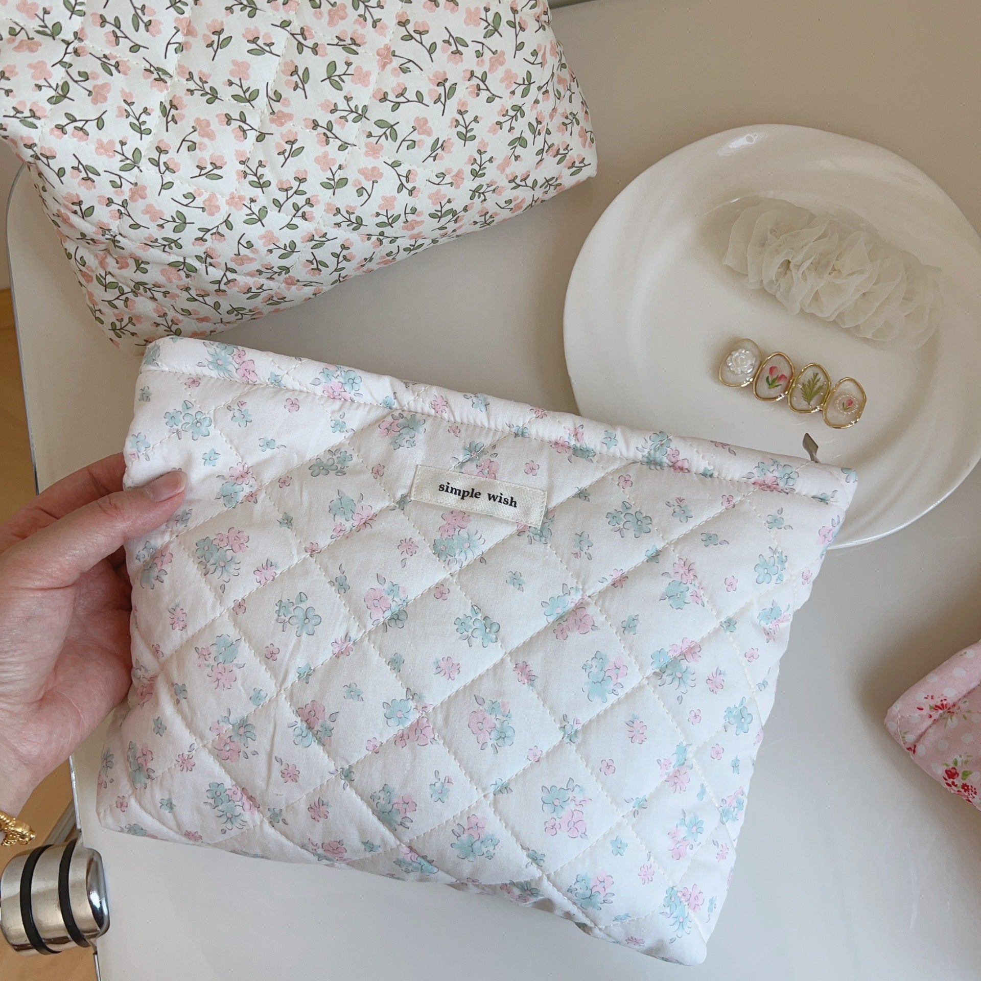 Floral Cotton Makeup Bag - DippedShop Wholesale - #5315