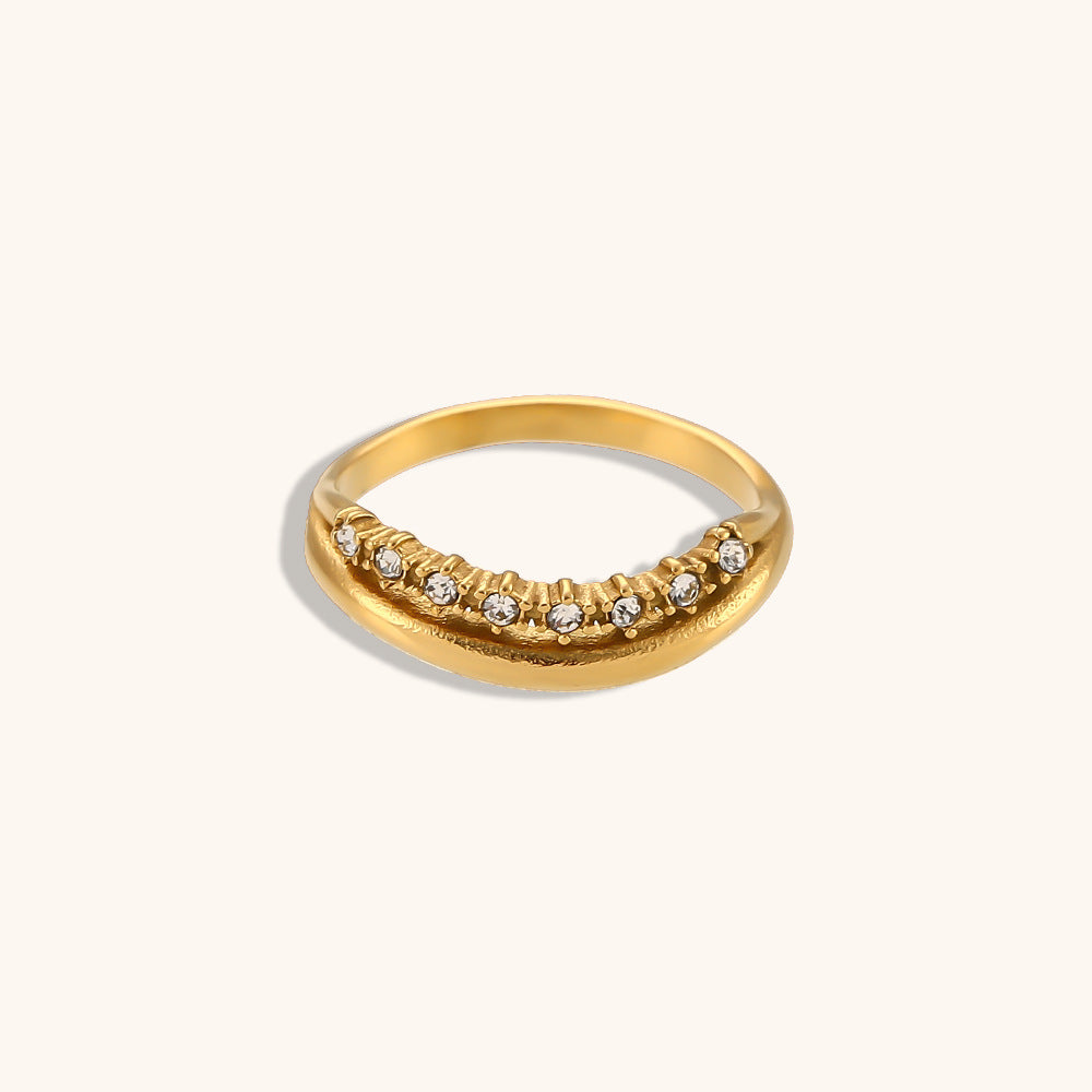 Gold Plated Cubic Zirconia Ring - DippedShop Wholesale - #6787