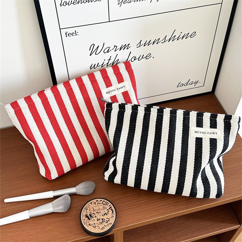 Minimalist Striped Canvas Portable Makeup Bag MK2BW6S10BOB68