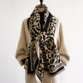 Leopard Print Cashmere-Feel Shawl Wrap Scarf 6W6NSC94