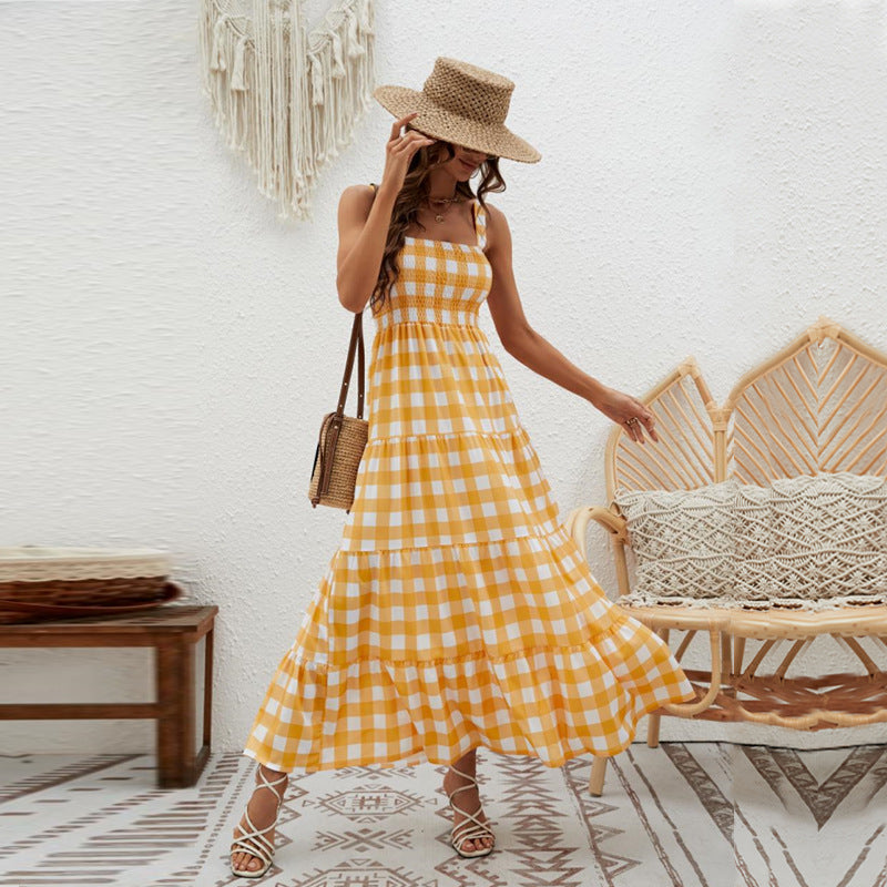 Color Block Striped Simple Spaghetti Dress DP25A517