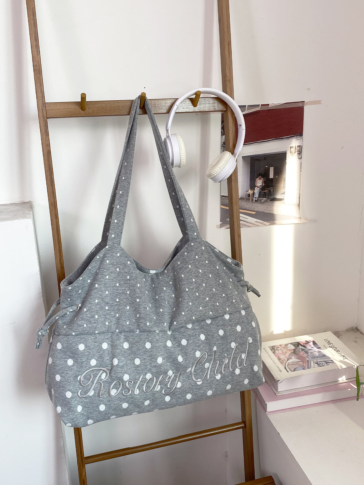 Letter Embroidery Drawstring Tote Bag - DippedShop Wholesale - #1507