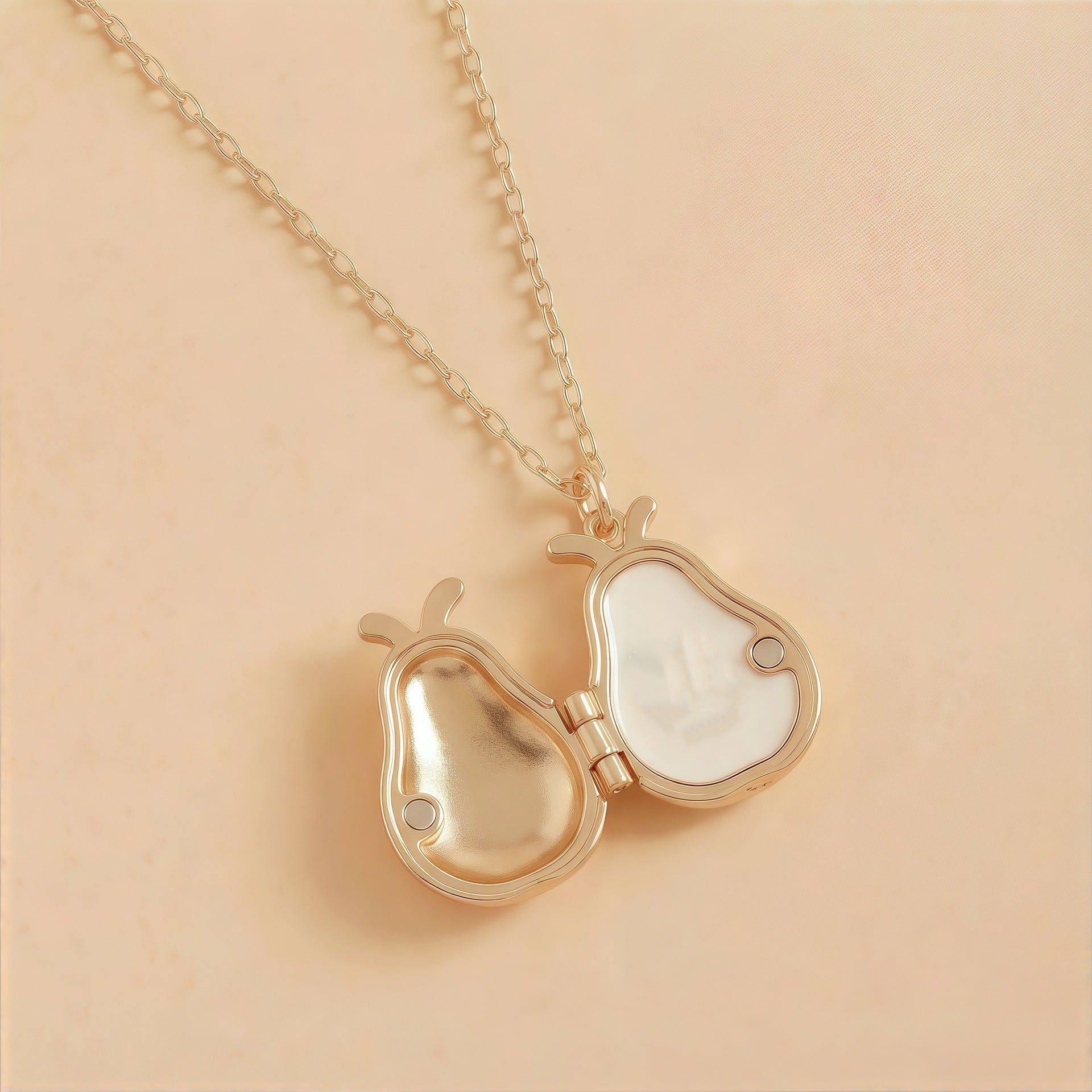 Cute Strawberry Pendant Rhinestone Locket Necklace 6W6JNC421L