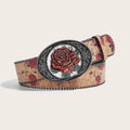 Vintage Rose Print Metal Rose Bucket Belt 6W6JBT216