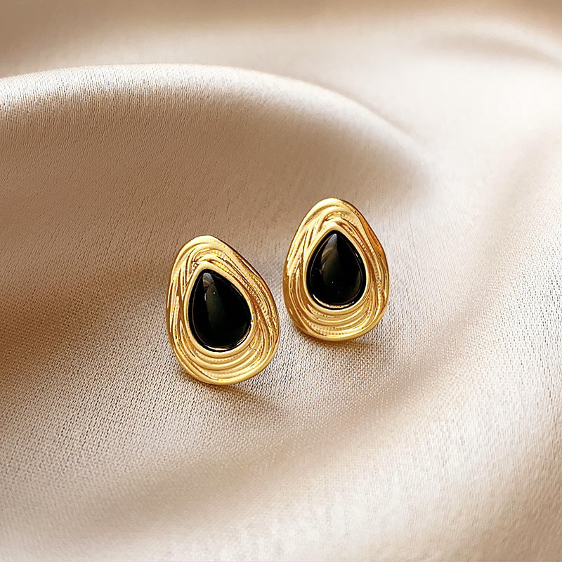 French Style Enamel Gold Plated Stud Earrings 6W6JER760