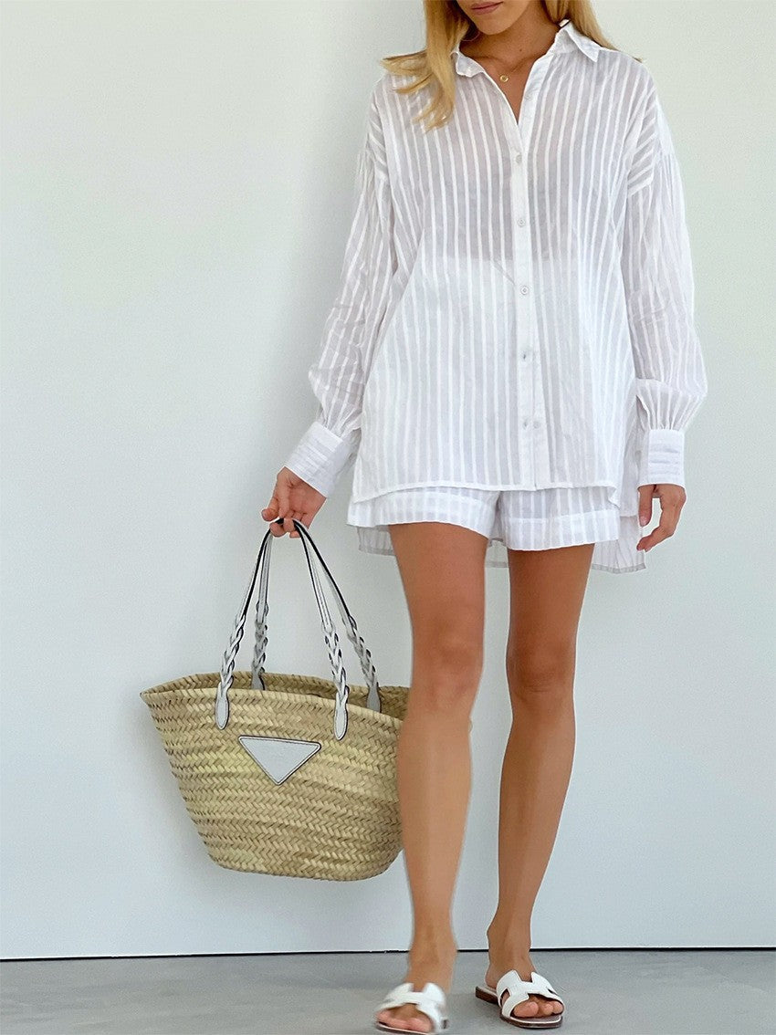 Floral Stripe Shirt Shorts - DippedShop Wholesale - #1763