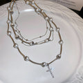 Elegant Gold Plated Rhinestones Cross Pendant Necklace 6W6JNC974