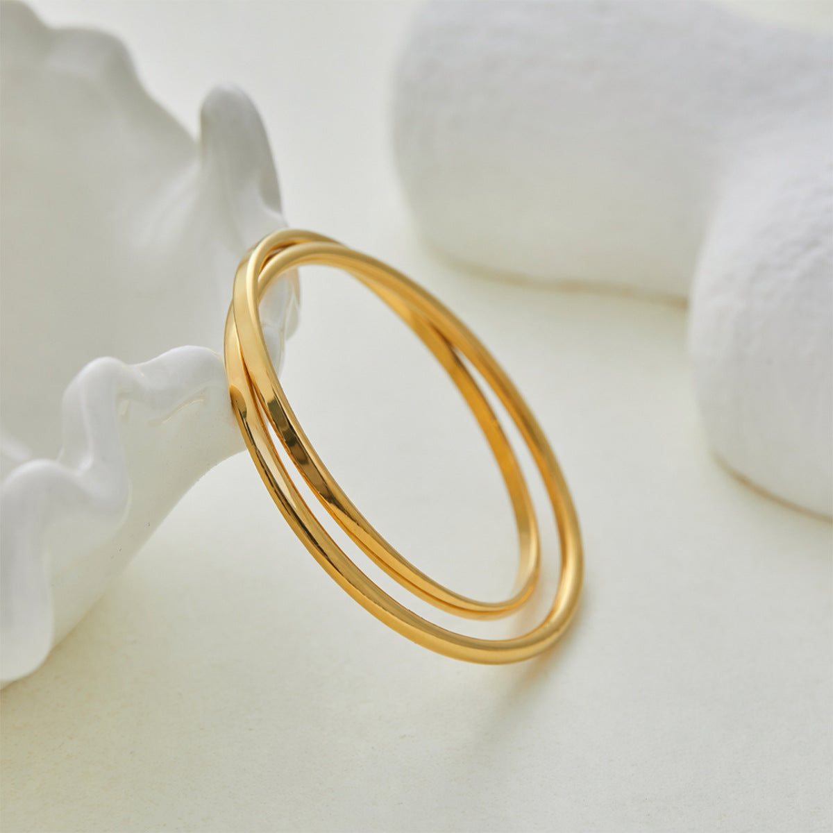 Gold Plated Interlocking Double Bangle Bracelet 6W6JBR612