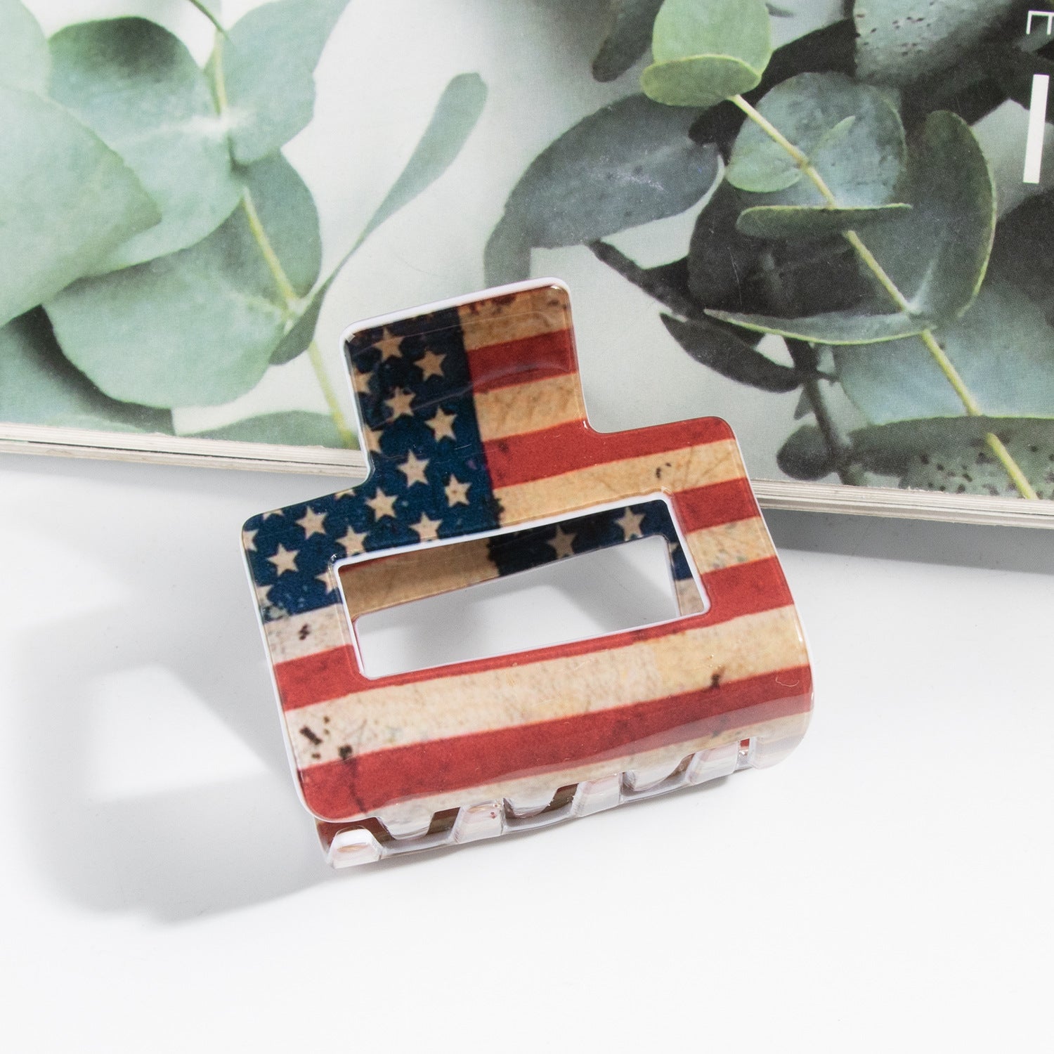 Square Shape Hollow American Flag Hair Clips 8AS6HCP69L