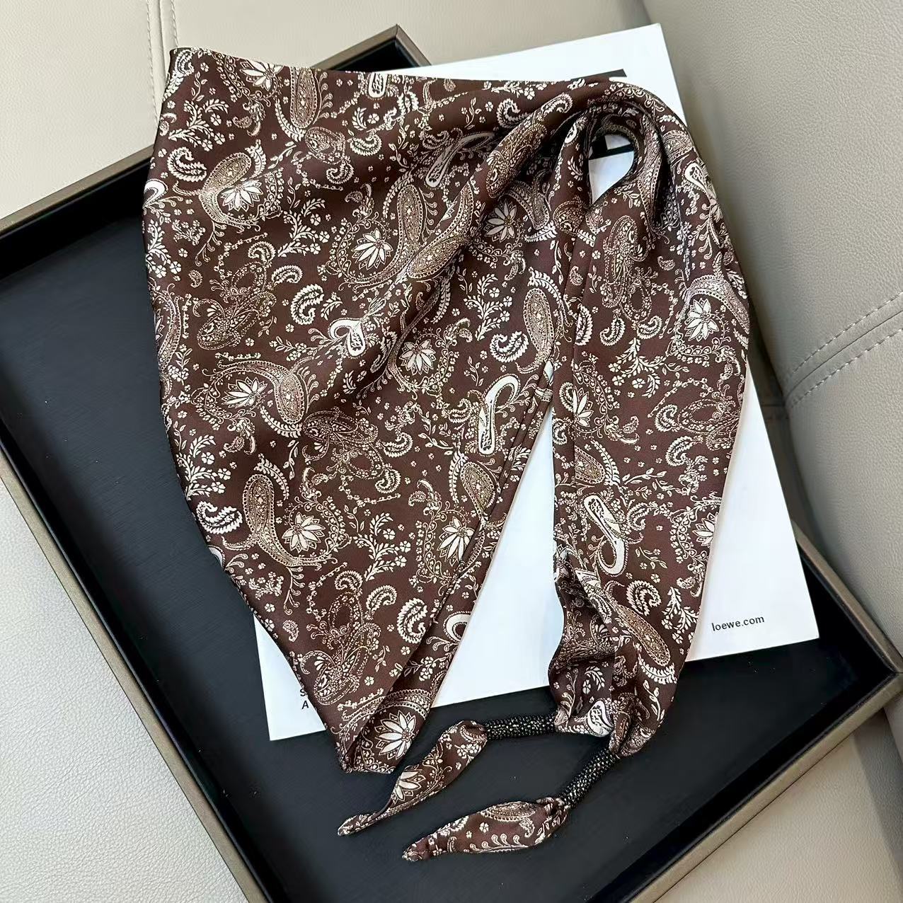 Chic Cashew Print Triangle Silk Scarf 6W6NSI242