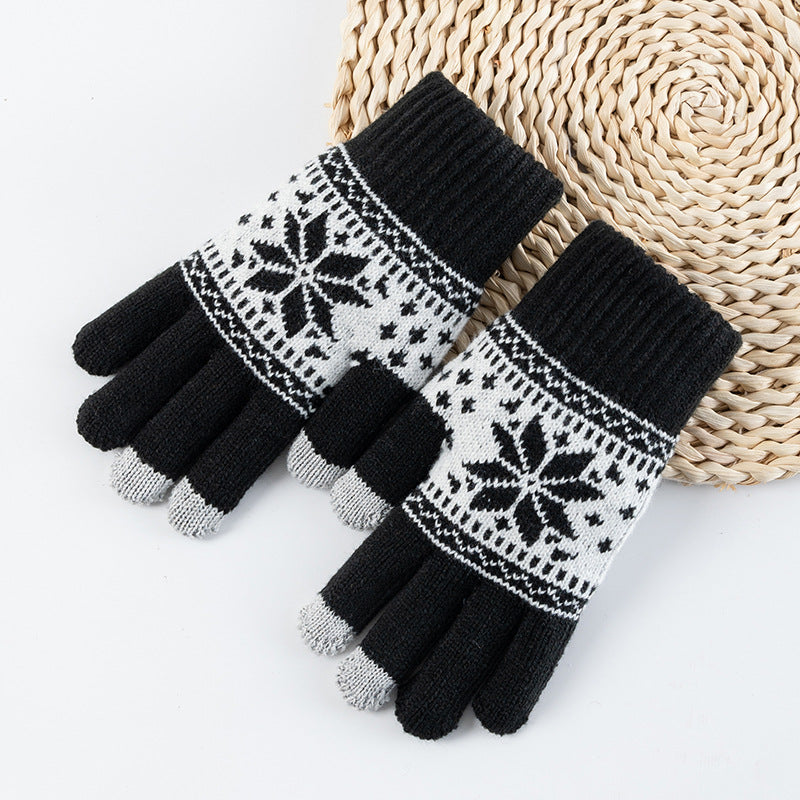 Flower Jacquard Knit Gloves - DippedShop Wholesale - #7411