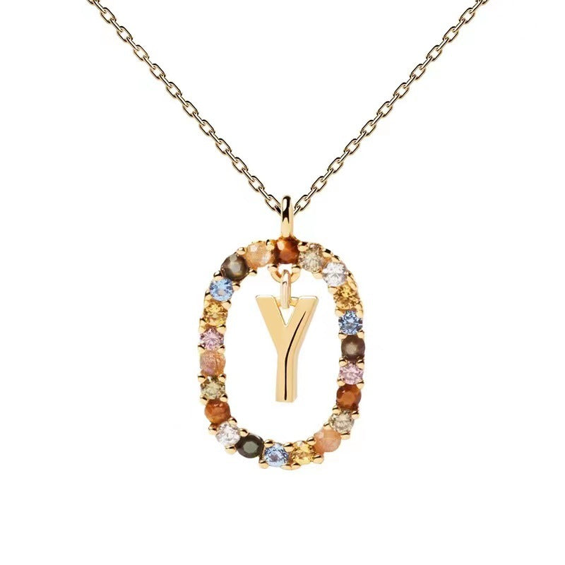 Colorful CZ Letter Pendant - DippedShop Wholesale - #0051