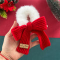 Christmas Knitted Plush Bow Holiday Hair Scrunchie 6W6HSR435