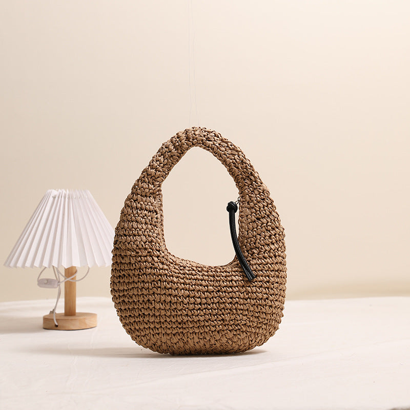 Straw Woven Crescent Handbag - DippedShop Wholesale - #4643