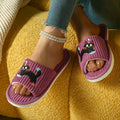 Cartoon Cat Striped Slippers - DippedShop Wholesale - #8499