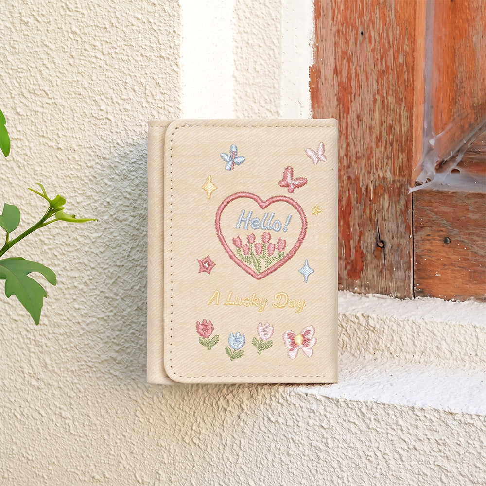 Butterfly Embroidery Trifold Wallet - DippedShop Wholesale - #3203