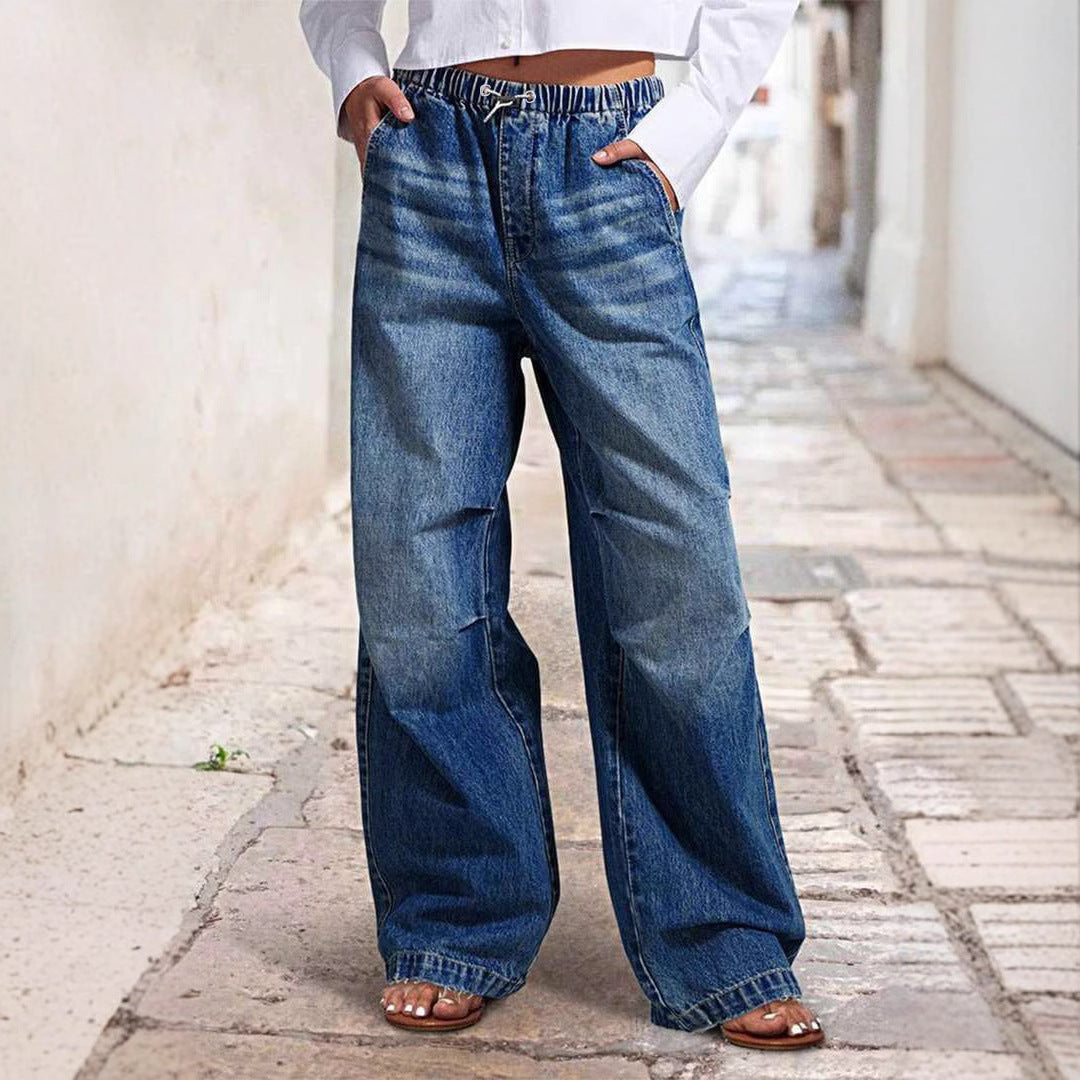 Vintage Mid Waist Loose Straight Leg Jeans DP25A492