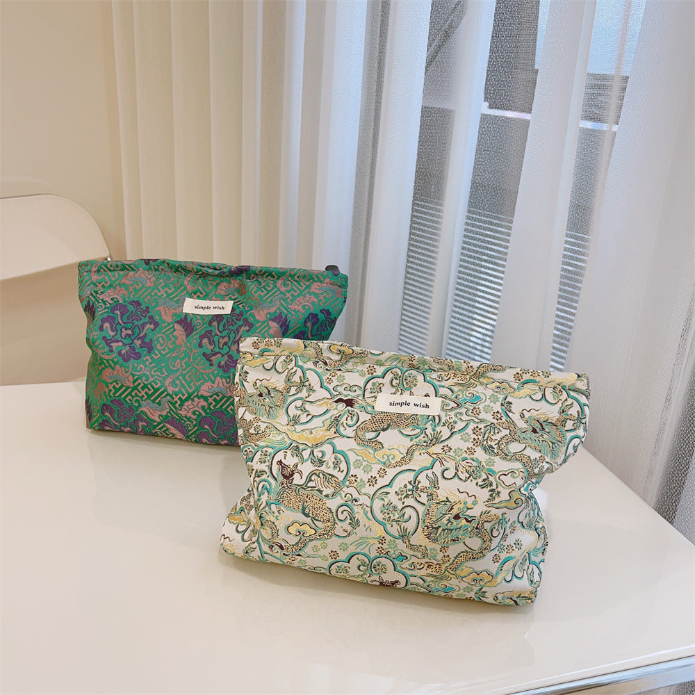 Elegant Jacquard Portable Zipper Cosmetic Bag DP25E644
