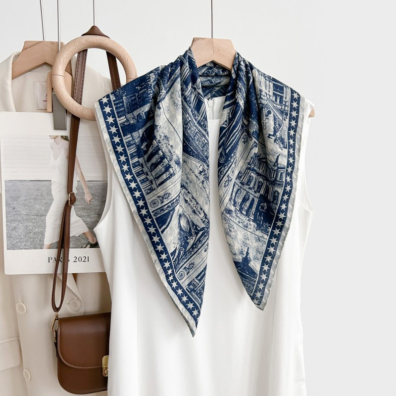 Elegant Floral Square Scarf - DippedShop Wholesale - #4531