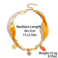 Elegant Shell Starfish Pendant Silk Scarf Necklace 6W6JNC1006