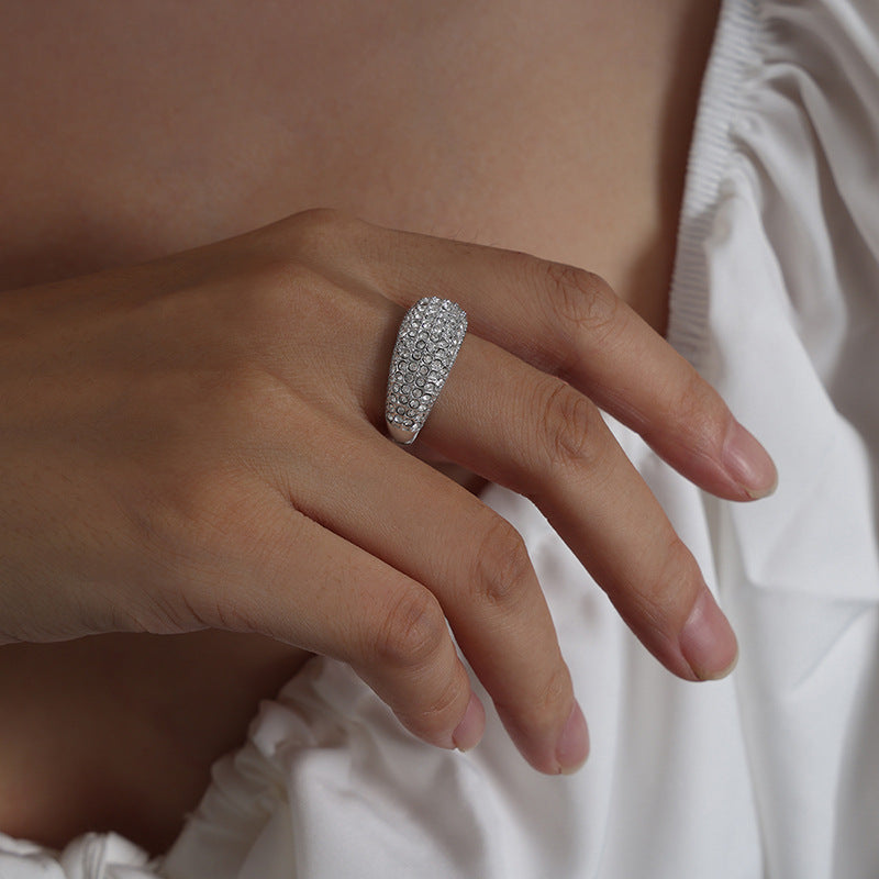 Chunky Gold Plated Sparking Zirconia Ring 8ZA6JRG143L