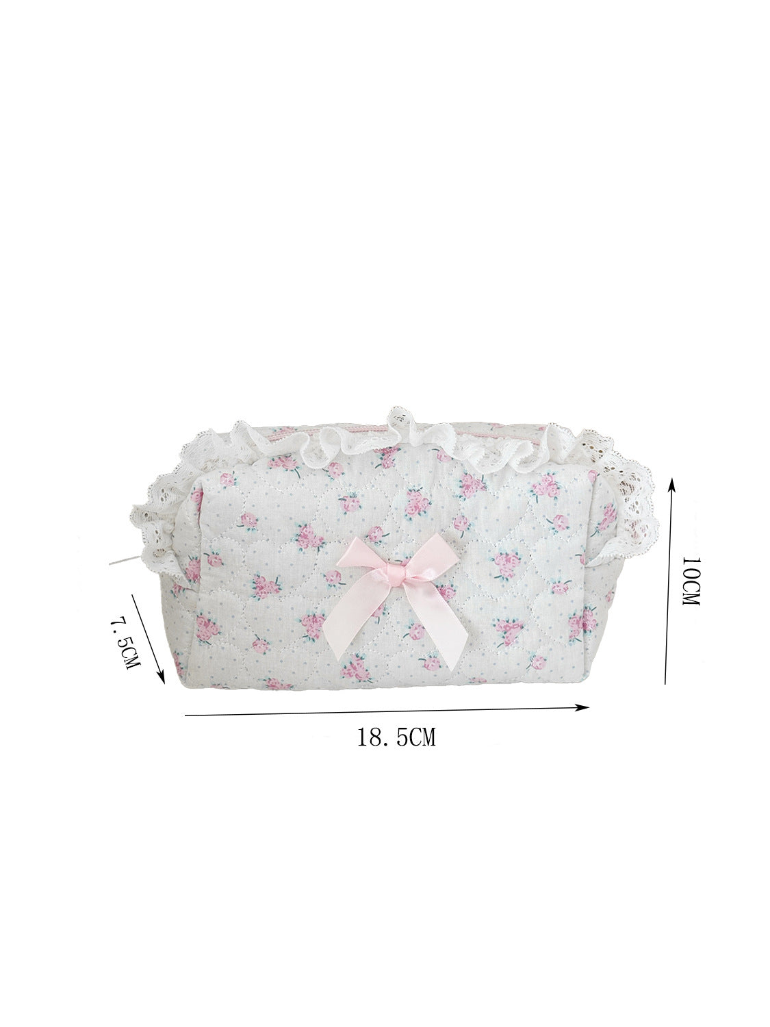 Lace Trim Floral Cosmetic Bag - DippedShop Wholesale - #0227