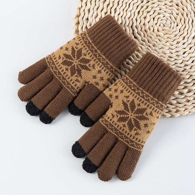 Flower Jacquard Knit Gloves - DippedShop Wholesale - #4643