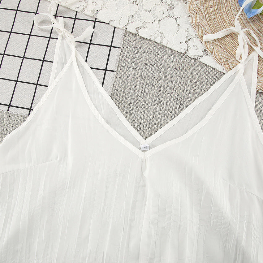 V-Neck String Shoulder Dress - DippedShop Wholesale - #5763