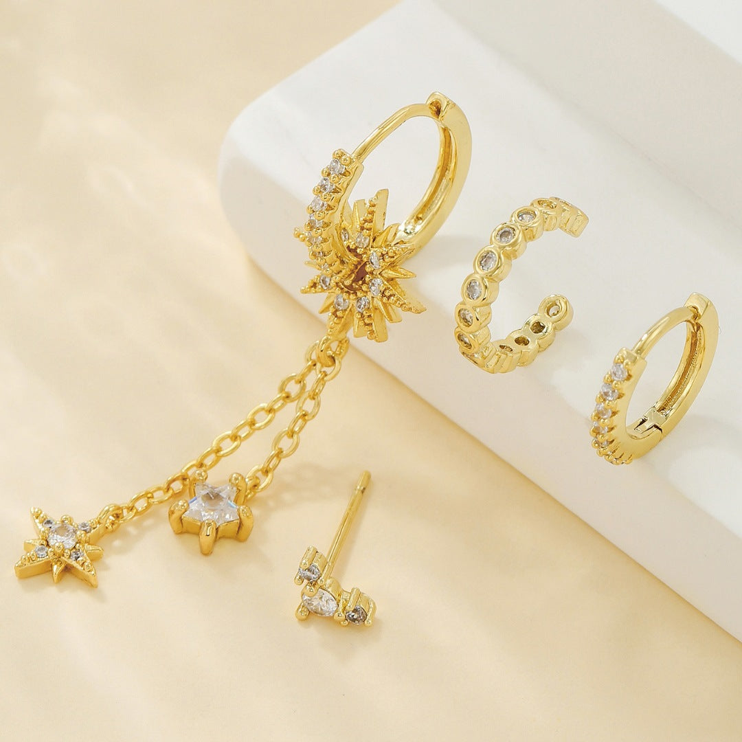 Rhinestone Starburst Dangle Earrings - DippedShop Wholesale - #8323