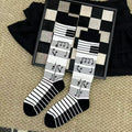 Color Block Musical Note Calf Socks 6W8FSO773