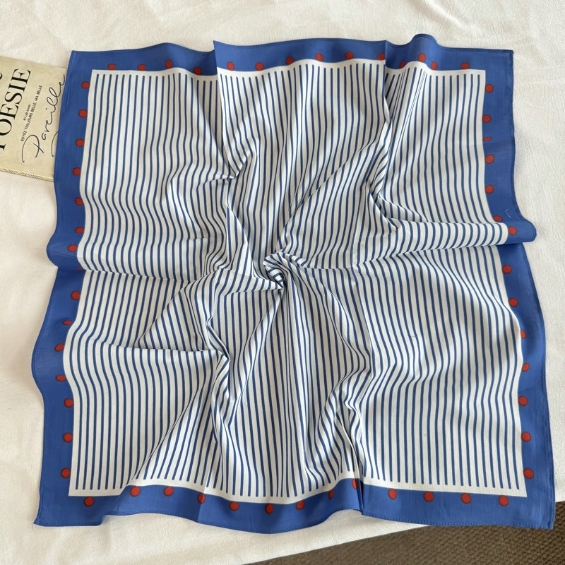 Vintage Striped Polka Dots Print Silk Scarf MK2BLW6W6NSI75