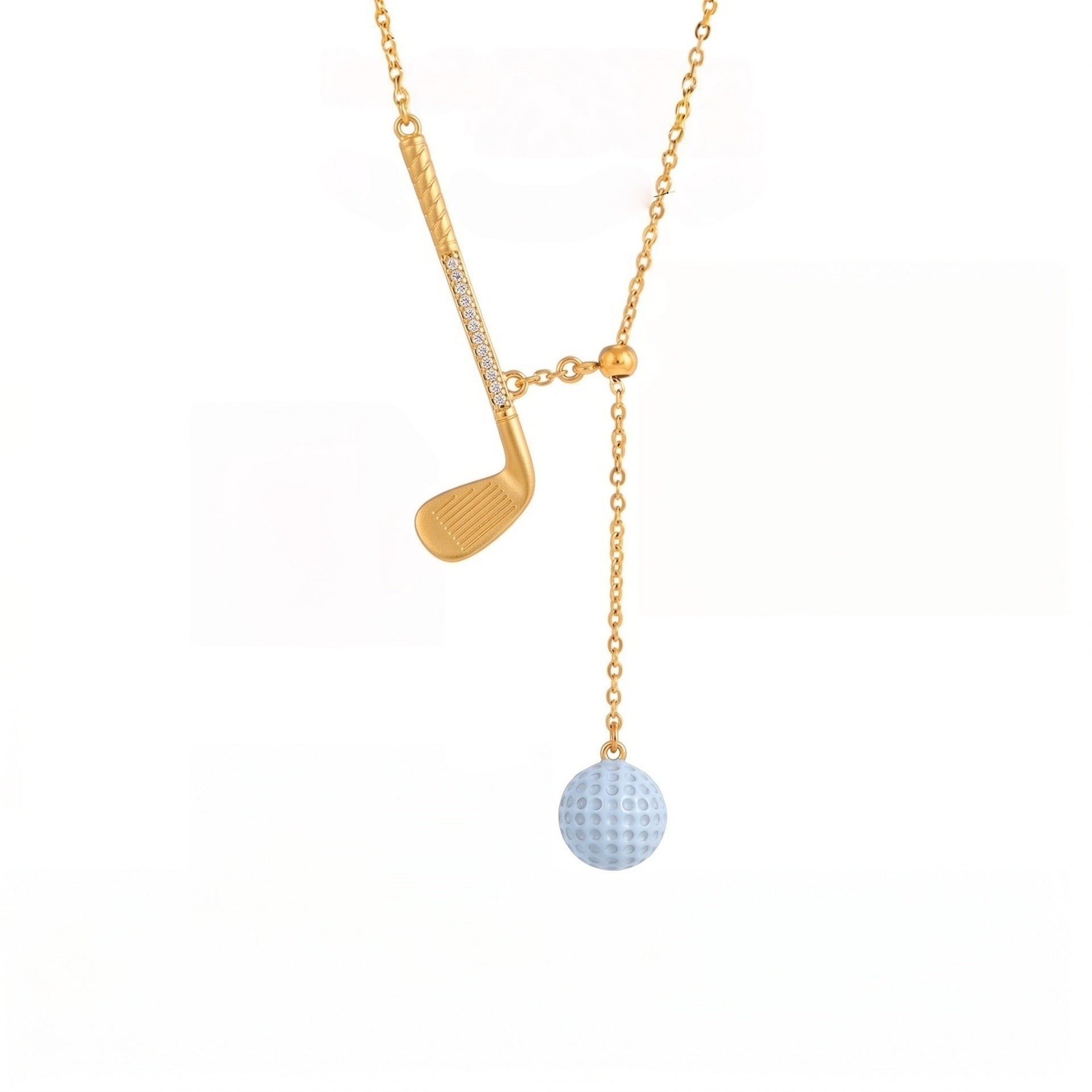 Sporty Style Tennis Racket Ball Charm Necklace 6W6JNC415L