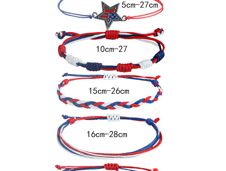 Stylish Rope Braided USA Flag Bracelet Set 8ZA6JBR129T